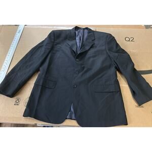 Jones New York Men's Black Silk Wool Sport Coat 44L, Striped Suit‎ Jacket Blazer